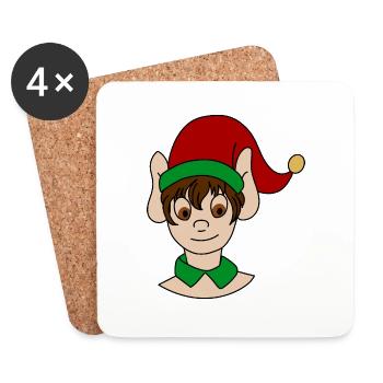 Weihnachtself - Untersetzer (4er-Set) - Weiß - Vorne