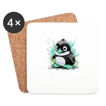 penguin, baby penguin, baby penguin, graffiti, blue - Coasters (set of 4) - white - Front