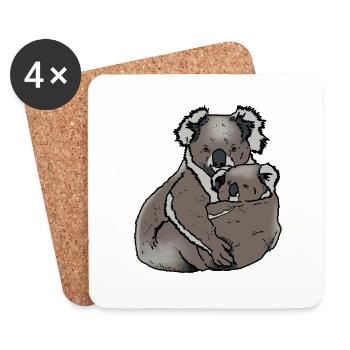 Koala - Maman avec bébé - Dessous de verre (lot de 4) - blanc - Devant