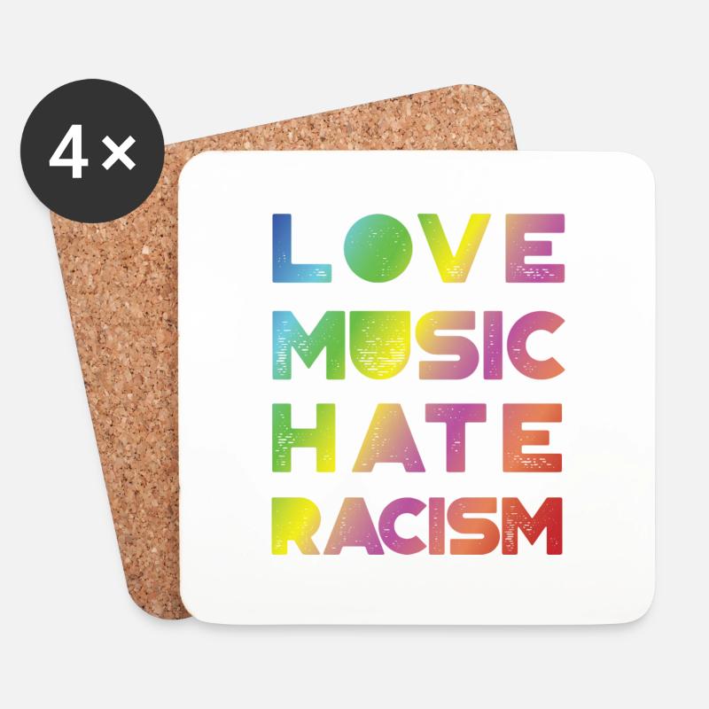 Love Music Hate Rasicm - Rainbow - Untersetzer (4er-Set) - Weiß