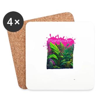 Philodendron, Plantes, Plantes, Amant - Dessous de verre (lot de 4) - blanc - Devant