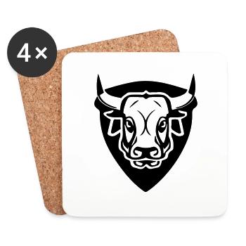 Bull in front with shield - Coasters (set of 4) - white - Front