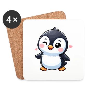 Designs For Kids – Putzige Pinguine - Untersetzer (4er-Set) - Weiß - Vorne