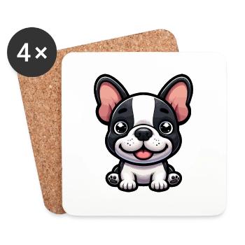 Designs For Kids – Fröhliche Frenchies - Untersetzer (4er-Set) - Weiß - Vorne
