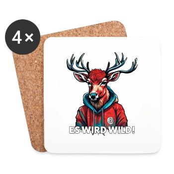 Es wird Wild Jäger Reh Rotwild - Untersetzer (4er-Set) - Weiß - Vorne