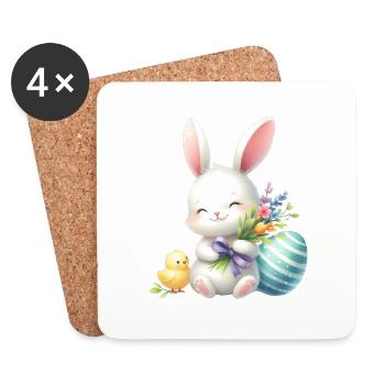 Easter Easter Bunny Easter Eve Easter Sunday Easter Egg Spring - Coasters (set of 4) - white - Front