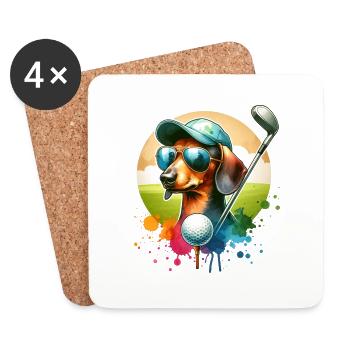 Dackel Golfspieler Lustige Golfball Hunde - Untersetzer (4er-Set) - Weiß - Vorne