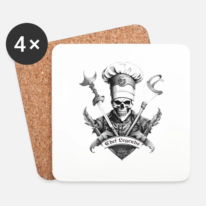 Chef Legends s/w - Untersetzer (4er-Set) - Weiß