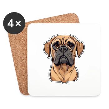 Mastiff - Dogue Allemand - Molosse beige chien - Dessous de verre (lot de 4) - blanc - Devant