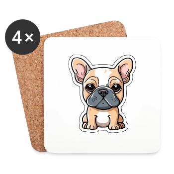 Bouledogue français Bully - Boston Terrier - Dessous de verre (lot de 4) - blanc - Devant