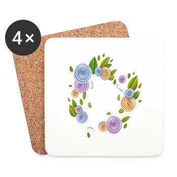 Fantaisie de fleurs - Dessous de verre (lot de 4) - blanc - Devant