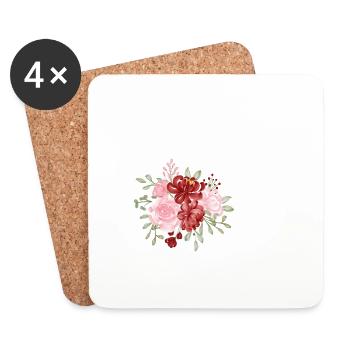Roter Blumenbuchstabe P - Untersetzer (4er-Set) - Weiß - Vorne