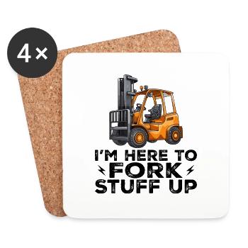 Forklift I'm here to forklift - Coasters (set of 4) - white - Front
