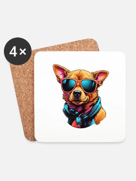 Cool Canine - Untersetzer (4er-Set) - Weiß