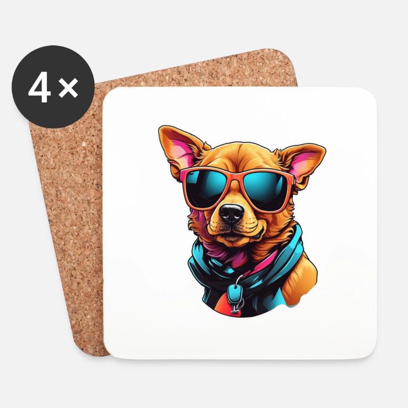 Cool Canine - Untersetzer (4er-Set) - Weiß