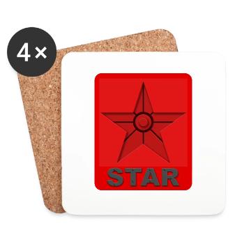 STAR - Stern - Held - Untersetzer (4er-Set) - Weiß - Vorne