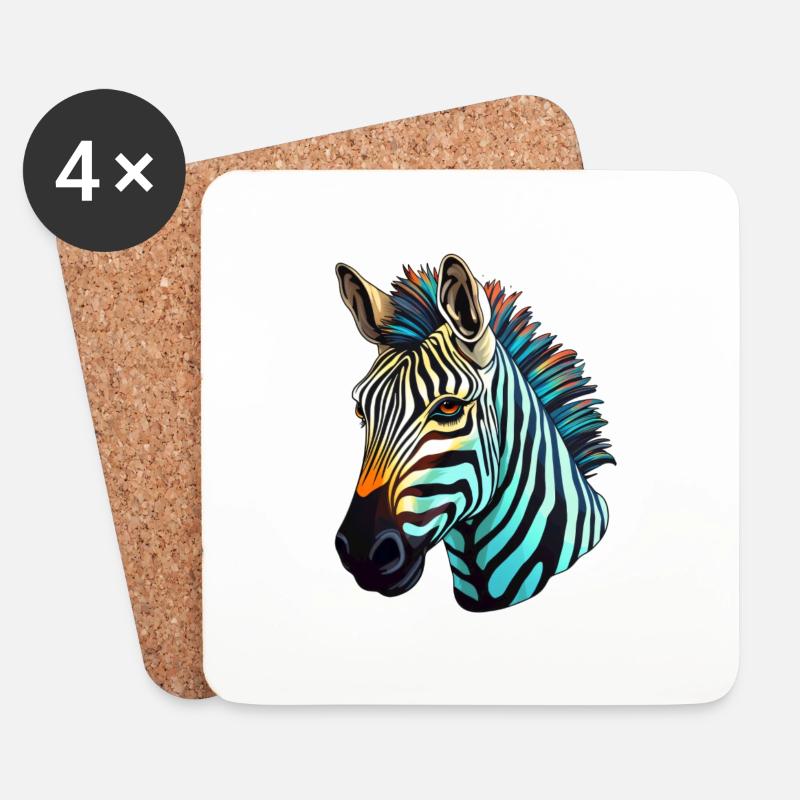 Zebrakopf - Untersetzer (4er-Set) - Weiß