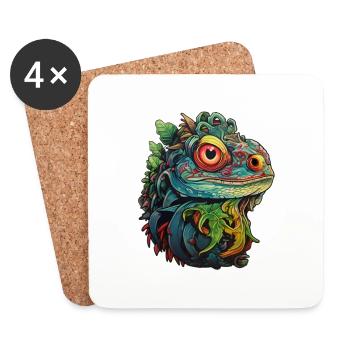 Lizard head in the jungle - Coasters (set of 4) - white - Front