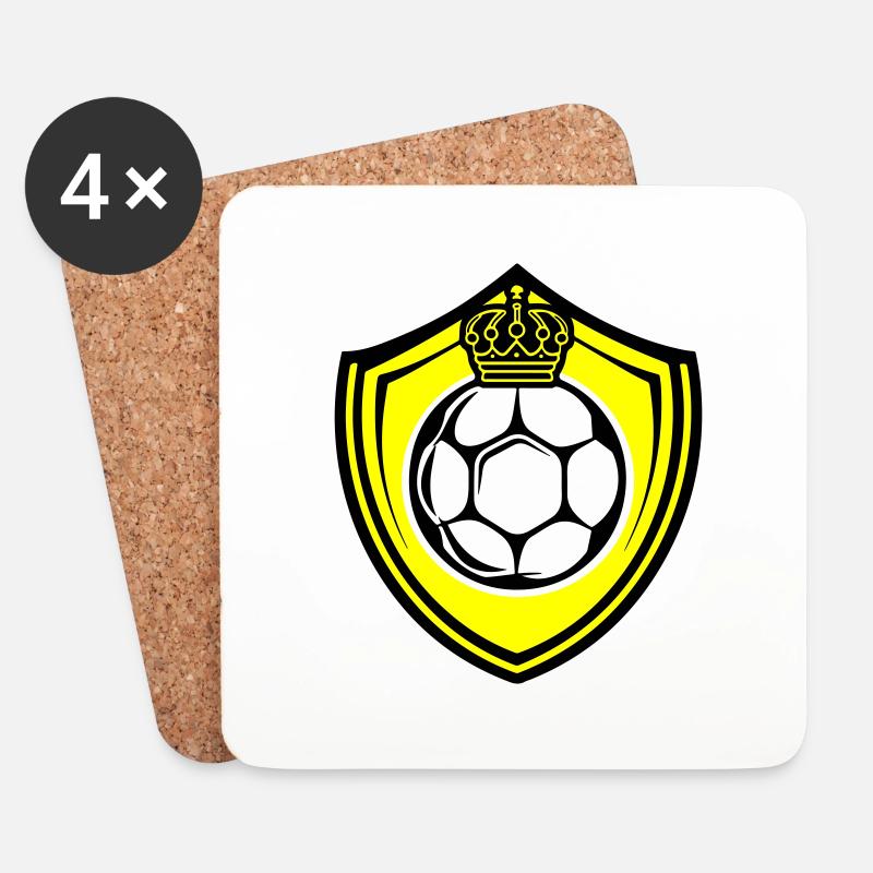 Fussball Logo Schild Mannschaft - Untersetzer (4er-Set) - Weiß