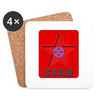 STAR - Stern - Heldenmodus - Untersetzer (4er-Set) - Weiß - Vorne