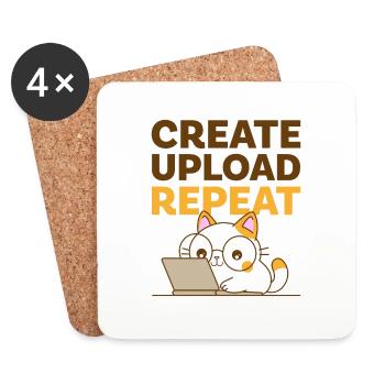 Create, Upload, Repeat - Coasters (set of 4) - white - Front
