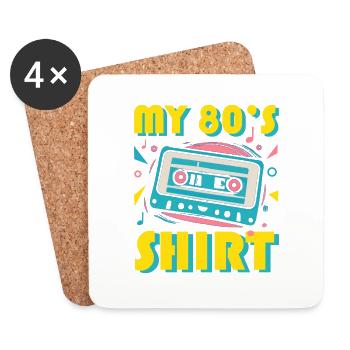 80s T shirt - Coasters (set of 4) - white - Front