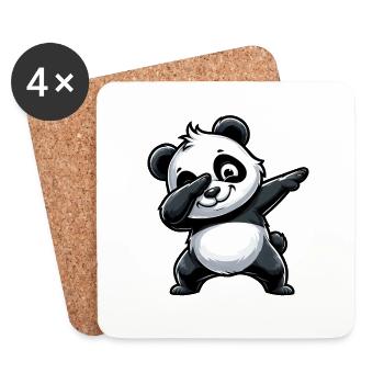 Panda Cute Cartoon Dab Dabbing - Coasters (set of 4) - white - Front