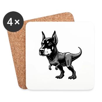 trex dino tyrannosaurus hund dobermann fusion tier - Untersetzer (4er-Set) - Weiß - Vorne