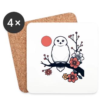 Harfang des neiges dans la nuit de la lune de printemps - Dessous de verre (lot de 4) - blanc - Devant