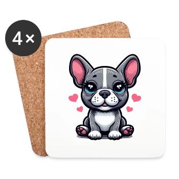 Designs For Kids – Happy Frenchies - Coasters (set of 4) - white - Front