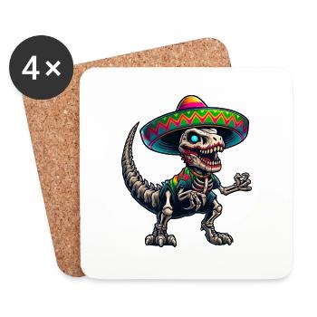 Cinco de Mayo T-Rex vs Zombies - Coasters (set of 4) - white - Front