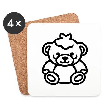 Ours en peluche - Dessous de verre (lot de 4) - blanc - Devant