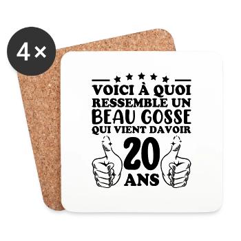 20 ans Idée Cadeau Humour Anniversaire Beau Gosse - Dessous de verre (lot de 4) - blanc - Devant