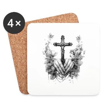 jesus bibel christliche religion christliches kreuz christlich - Untersetzer (4er-Set) - Weiß - Vorne