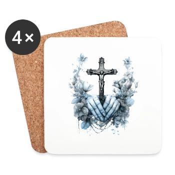 Jésus Bible Religion Chrétienne Croix Chrétienne Chrétienne - Dessous de verre (lot de 4) - blanc - Devant