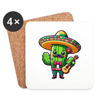 Cinco de Mayo Cactus Mariachi Guitarist - Coasters (set of 4) - white - Front