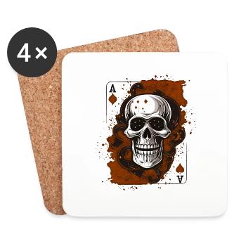 Kiss My Ace Pokerspiel Kartenspiel Casino Sake - Untersetzer (4er-Set) - Weiß - Vorne
