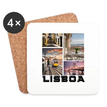 Lisbon Lisboa Holiday Tram - Coasters (set of 4) - white - Front