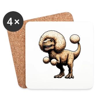Poodle T-Rex Fusion Mythical Beast Design - Coasters (set of 4) - white - Front