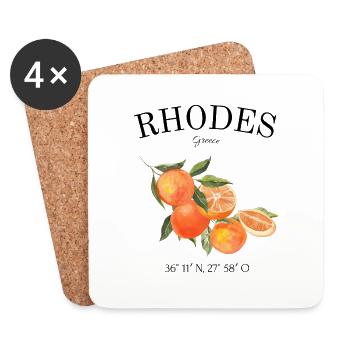 Rhodes - Grèce - Dodécanèse - Vacances - Voyages - Dessous de verre (lot de 4) - blanc - Devant