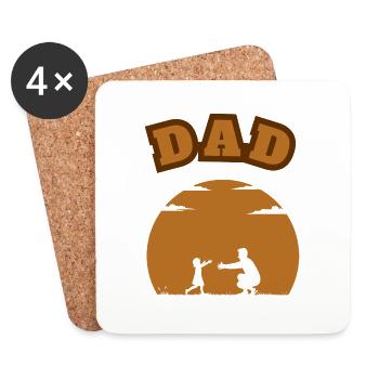 Dad Little Girl Brown - Untersetzer (4er-Set) - Weiß - Vorne