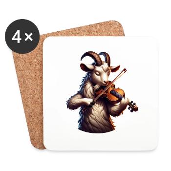 Chèvre cool jouant du violon à la ferme - Dessous de verre (lot de 4) - blanc - Devant