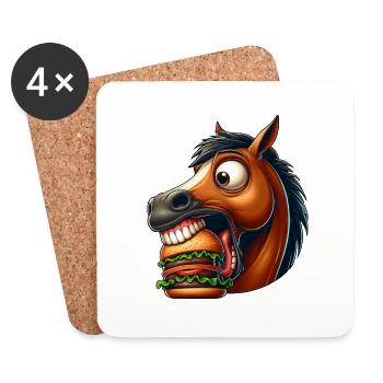 Horse Burger Hamburger Fan de restauration rapide - Dessous de verre (lot de 4) - blanc - Devant