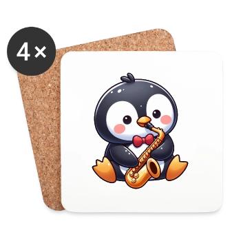 Pinguin Jazz Saxofon Saxofonist Musik - Untersetzer (4er-Set) - Weiß - Vorne