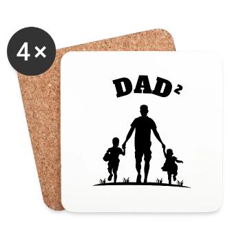 Dad² 2 Children Black - Untersetzer (4er-Set) - Weiß - Vorne