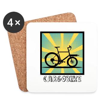 Vélo cargo Popart omnium avec garde-boue - Dessous de verre (lot de 4) - blanc - Devant