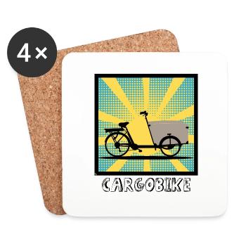 Vélo cargo Popartstyle, Vélo cargo - Dessous de verre (lot de 4) - blanc - Devant