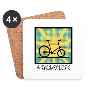 Vélo cargo Popartstyle, Vélo cargo - Dessous de verre (lot de 4) - blanc - Devant