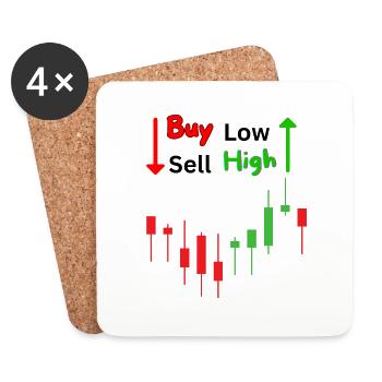 Buy Low Sell High Geschenkidee Trader Broker Forex - Untersetzer (4er-Set) - Weiß - Vorne