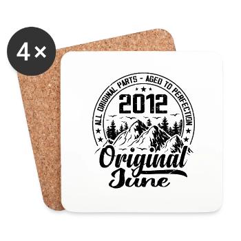 2012 juin Original : 12 Ans cadeau Anniversaire - Dessous de verre (lot de 4) - blanc - Devant